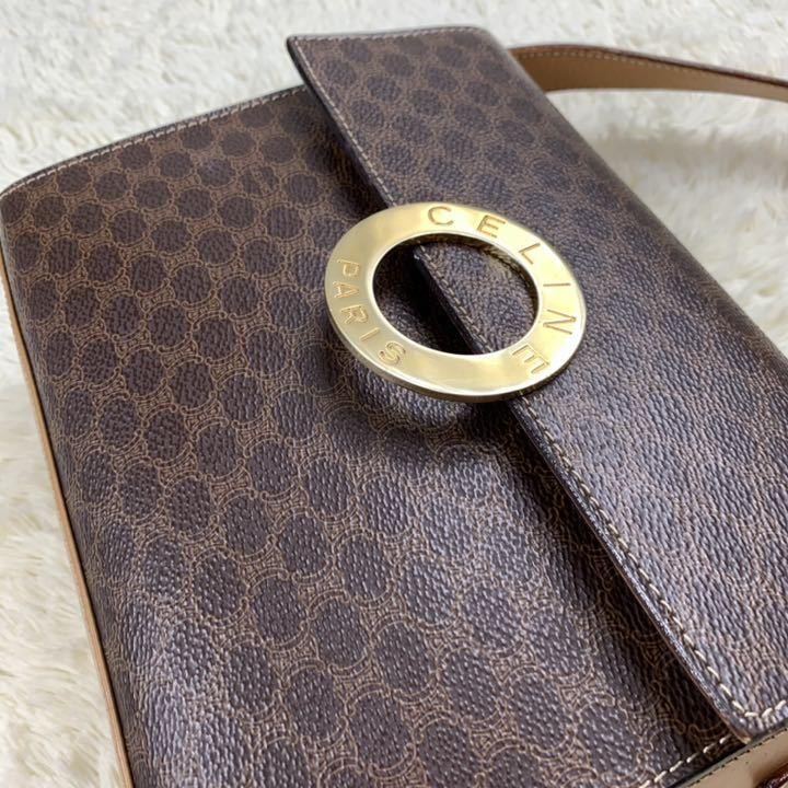 1円 ☆美品 セリーヌ Celine サークルロゴ ゴールド金具 マカダム