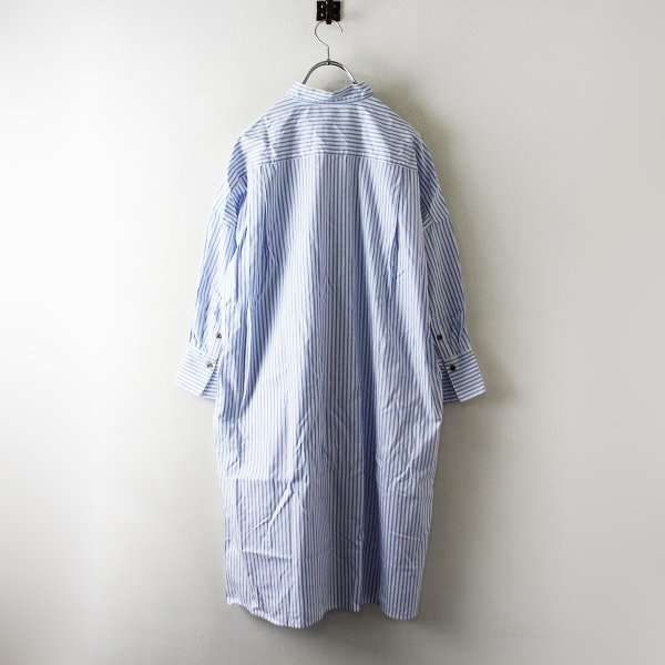 ebure エブール コットン ストライプ Wポケットシャツ 38/ホワイト ブルー【2400013005050】_画像2