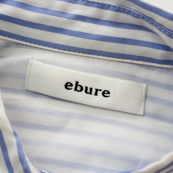 ebure エブール コットン ストライプ Wポケットシャツ 38/ホワイト ブルー【2400013005050】_画像9