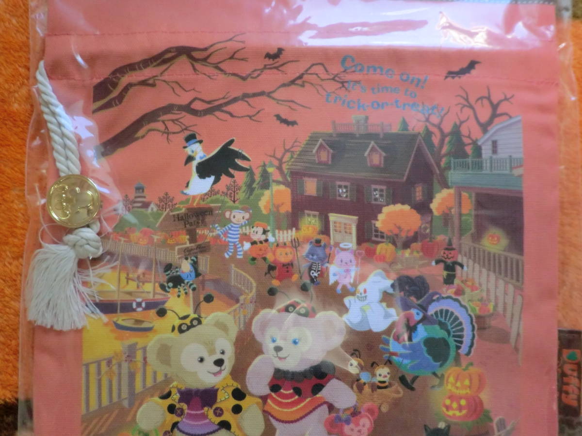 オレンジ 140◎ハロウィン ディズ二ー 巾着 ダッフィー シェリーメイ きんちゃく TDL おばけ TDR TDS 東京ディズ二ーシー ミッキー ミニー_画像3