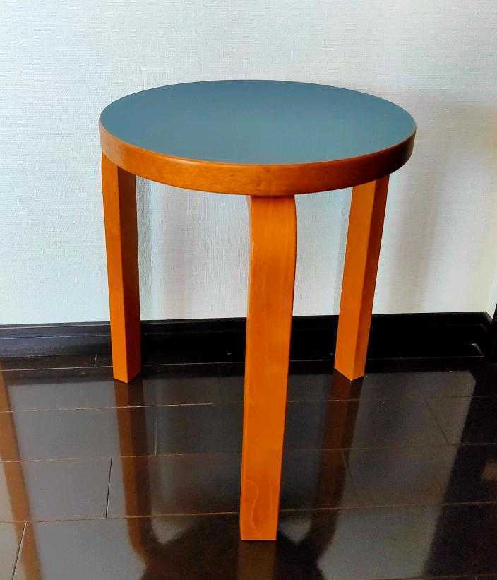未使用 Artek STOOL SCOPE 別注 ハニー スモーキー ブルー 3本脚 Alva