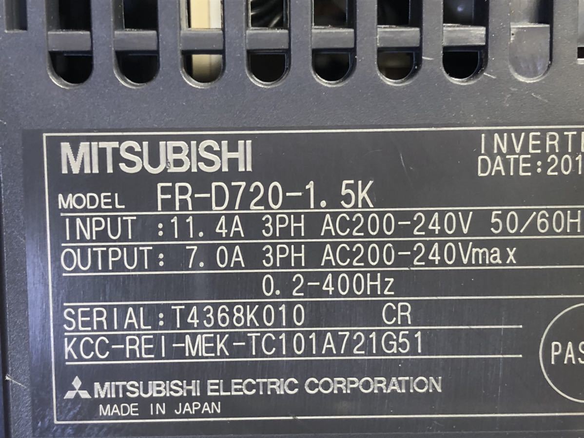 MITSUBISHI FREQROL-D700 三菱電機 FR-D720-1.5K 3相 AC200v 1.5kw 三菱 インバータ 中古_画像4