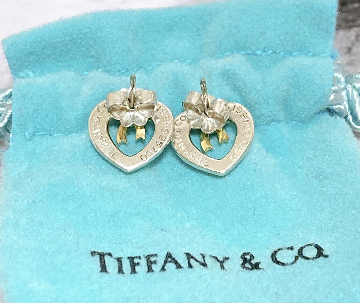 TIFFANY&CO. ティファニー ハートリボン ピアス 925750コンビ