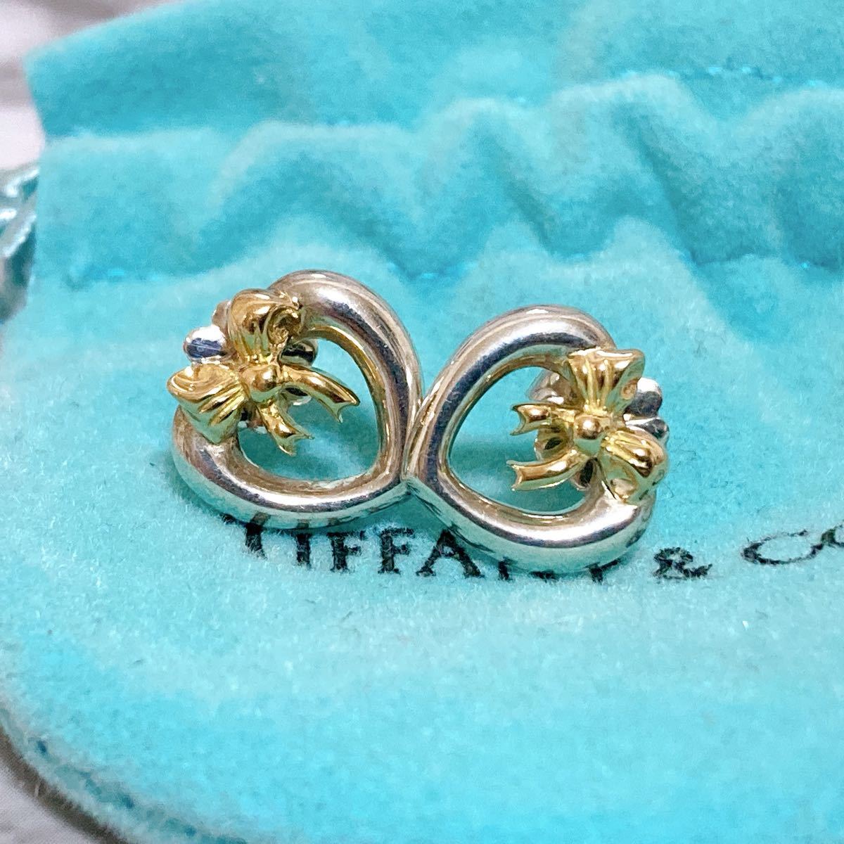 TIFFANY&CO. ティファニー ハートリボン ピアス 925750コンビ