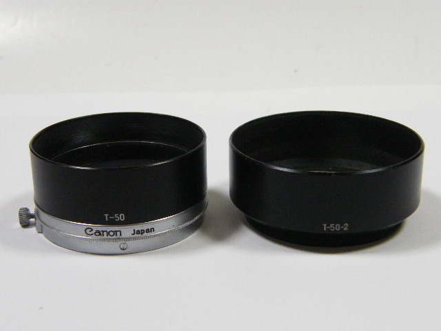 ◎ Canon T-50、T-50-2 キャノン L85mmF1.9、F2、R85mmF1.9用 内径50mm かぶせ式 メタルフード_画像1