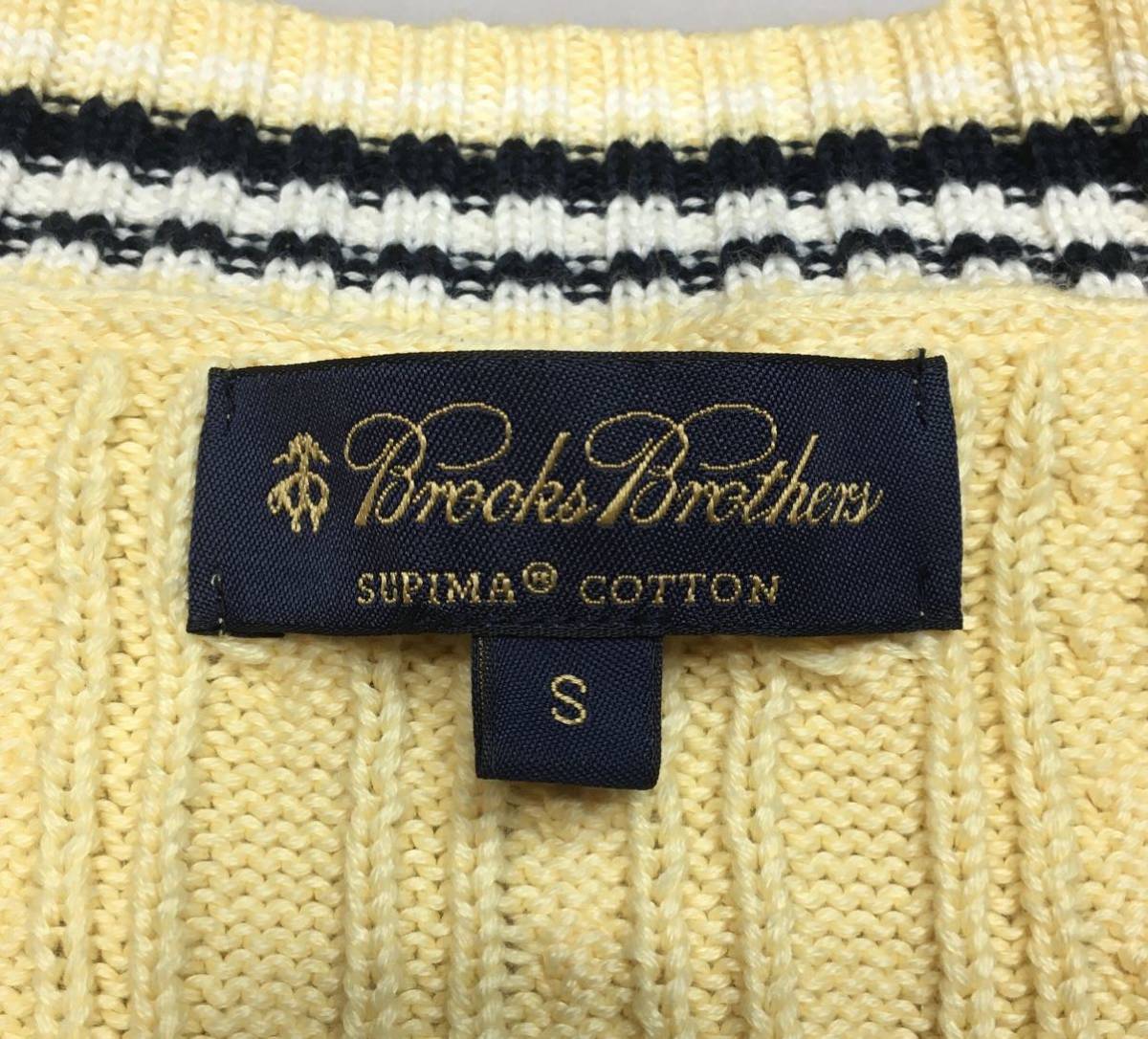 12-55 Brooks Brothers チルデンニット Sサイズ ライトイエロー スーピマコットン ブルックスブラザーズ_画像3