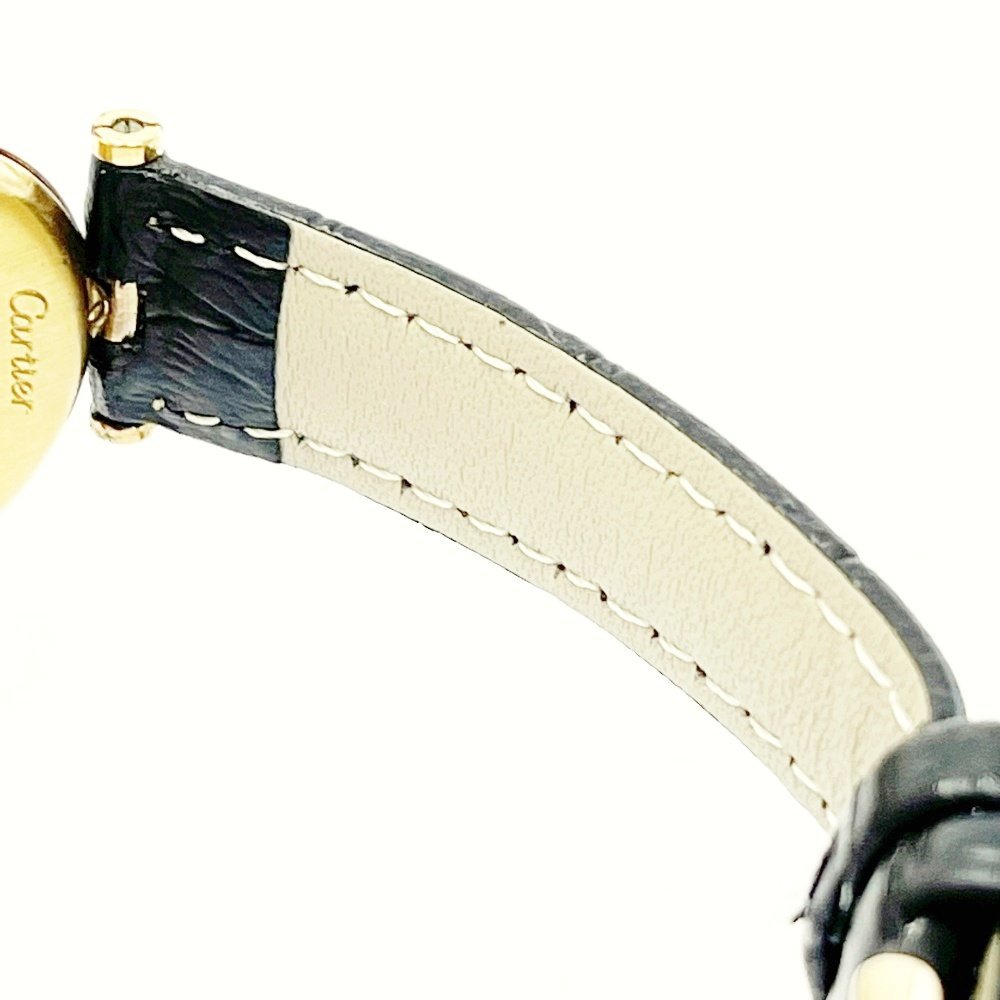 良品】 CARTIER カルティエ マストコリゼ ヴェルメイユ 革ベルト 2.5ｃｍ クオーツ レディース 925刻印 121614 腕時計 