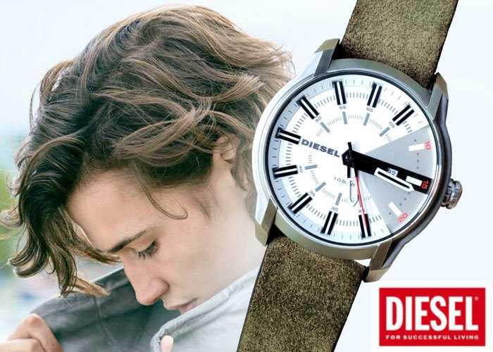 ほぼ未使用品 ディーゼル アームバー スウェード カーキ DZ-1781 腕時計
