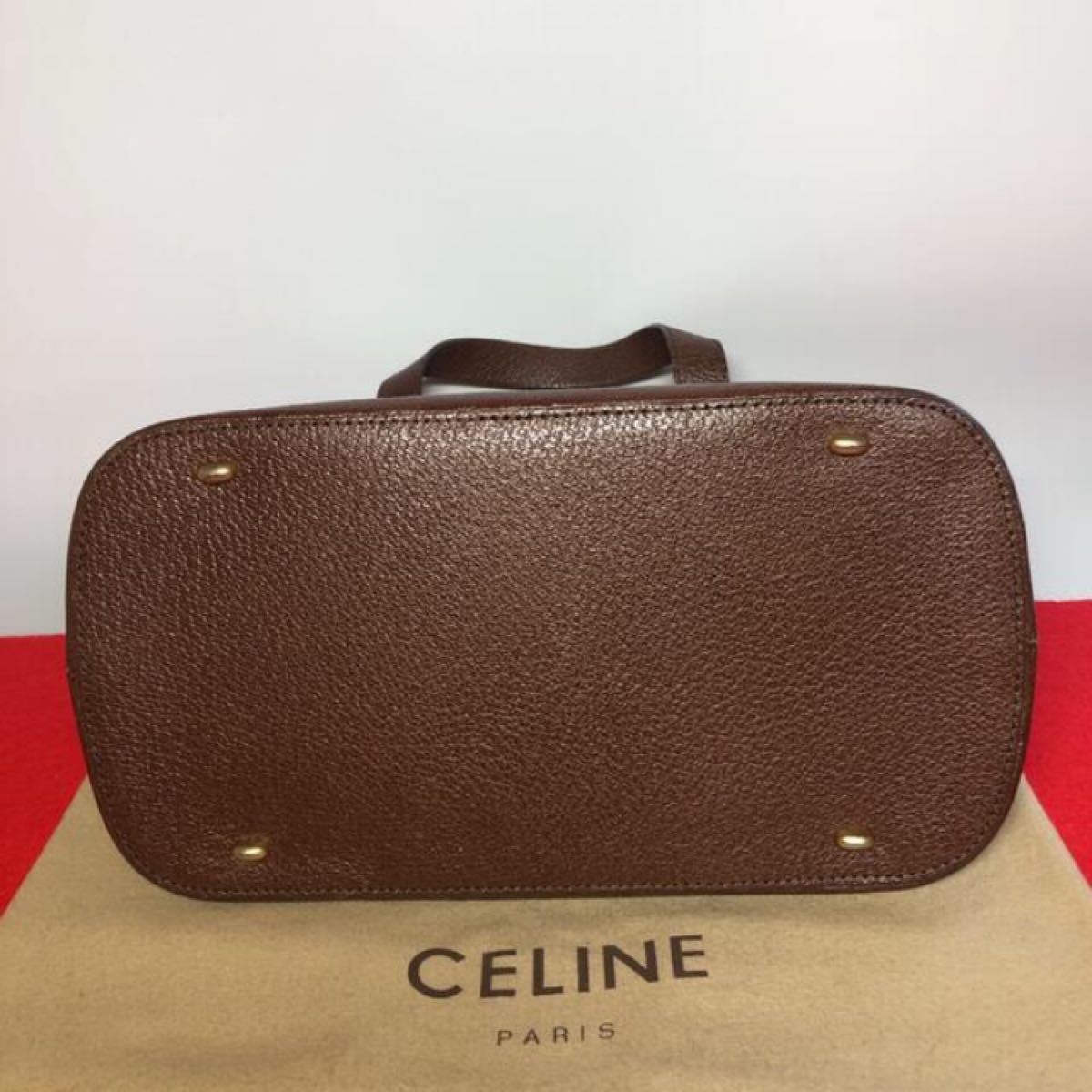 CELINE セリーヌ Vintage "レザー ゴールド金具 ハンドバッグ　ブラウン