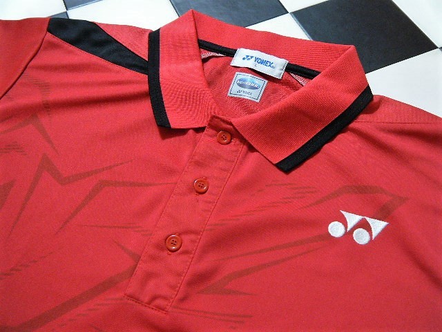 ヨネックス 半袖 ポロシャツ L 赤 れ1540　_画像3