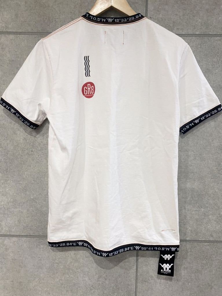 希少デザイン Kappa カッパ × A. FOUR LABS × GR8 コラボ 半袖Tシャツ 反転ロゴ 白 Sサイズ メンズ 状態良好 新規×_画像3