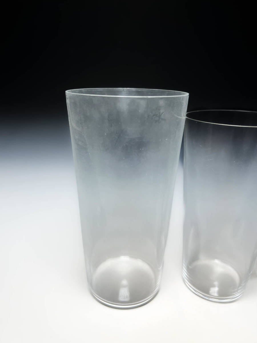 [即決]古い 薄手 廣田硝子 HIROTA GLASS ガラス製 酒器盃ぐい呑み コップグラスタンブラー 入れ子 古民具古道具ビンテージレトロ_画像2