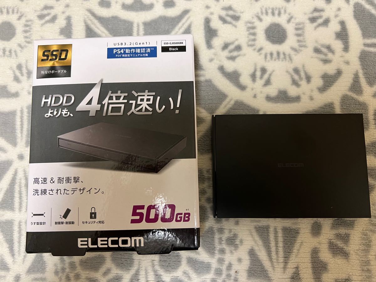 即発送可能】【即発送可能】エレコム ESD-EJ0500GBKR 外付けSSD ポータブル USB3.2(Gen1)対応 500GB ブラック  データ復旧サービスLite付 内蔵型SSD