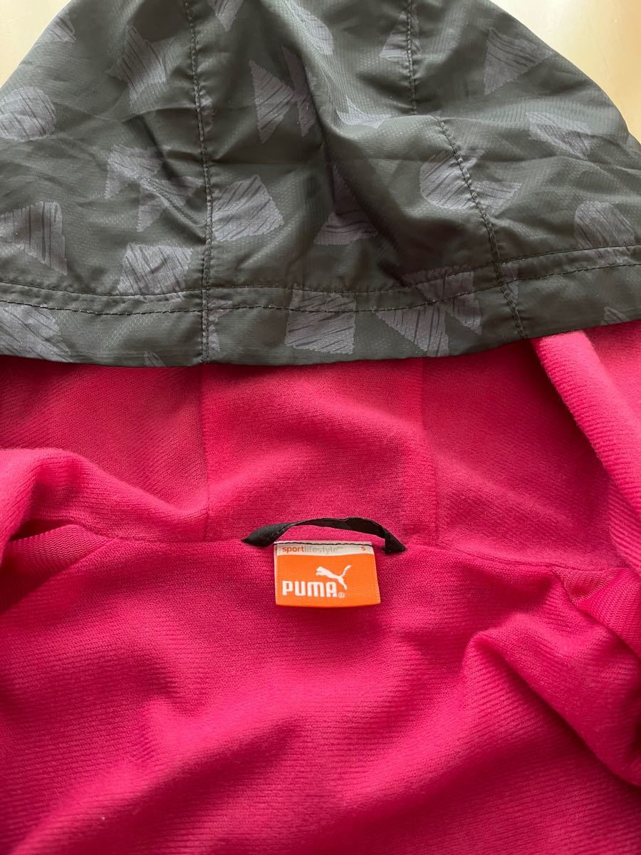 PUMA】美品 上下ウィンドブレーカーセット 柄ブラック&ピンク 上