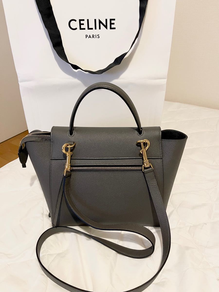 CELINE 美品 セリーヌ ベルト バッグ マイクロ グレー ショルダー
