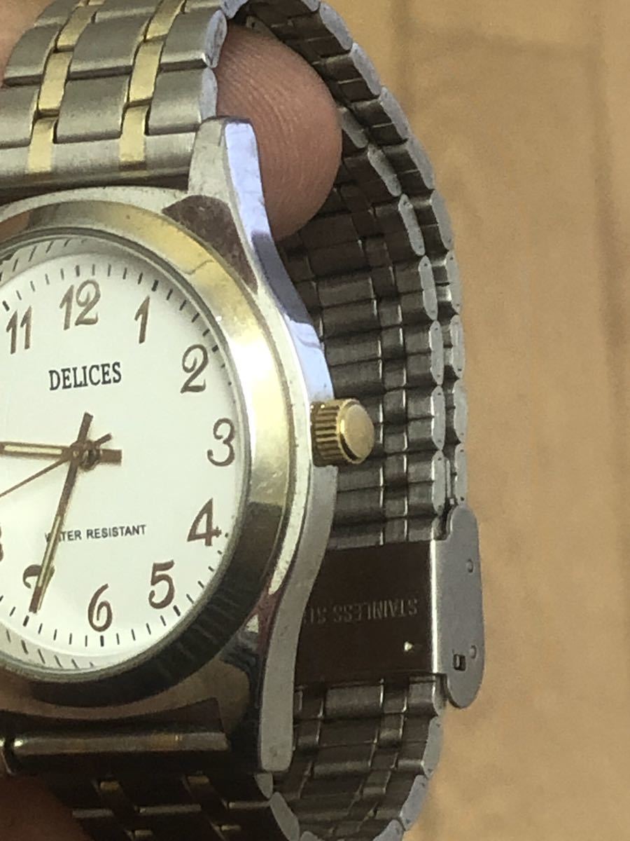 maruman マルマン 腕時計 DELICES デリス DE067 ホワイトとゴールドの美しい文字盤とブレスレット、電池交換不要、_画像4