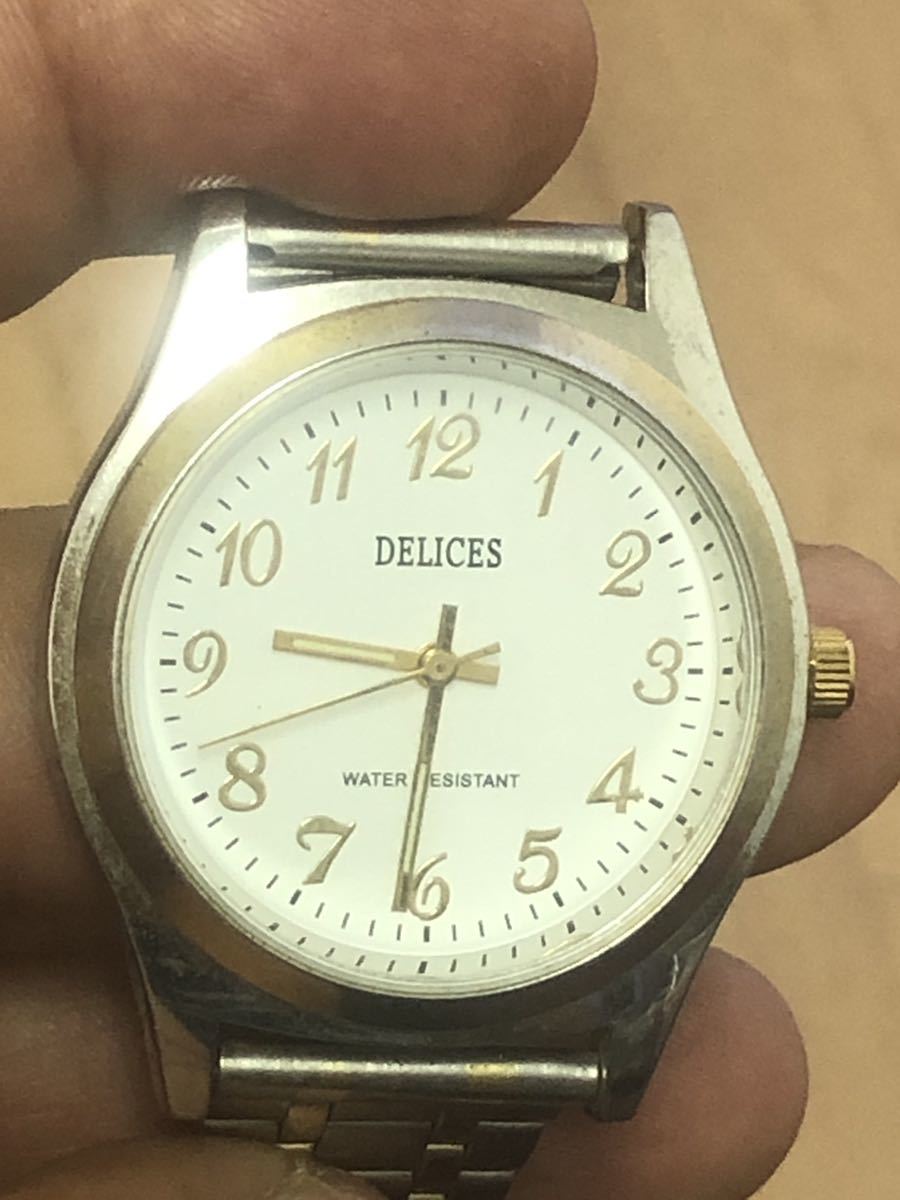 maruman マルマン 腕時計 DELICES デリス DE067 ホワイトとゴールドの美しい文字盤とブレスレット、電池交換不要、_画像1