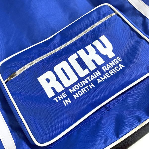 【デッドストック】昭和レトロ リュックサック ナップサック ROCKY 青 激レア 当時物 未使用 ペラペラ感 匿名配送_画像3