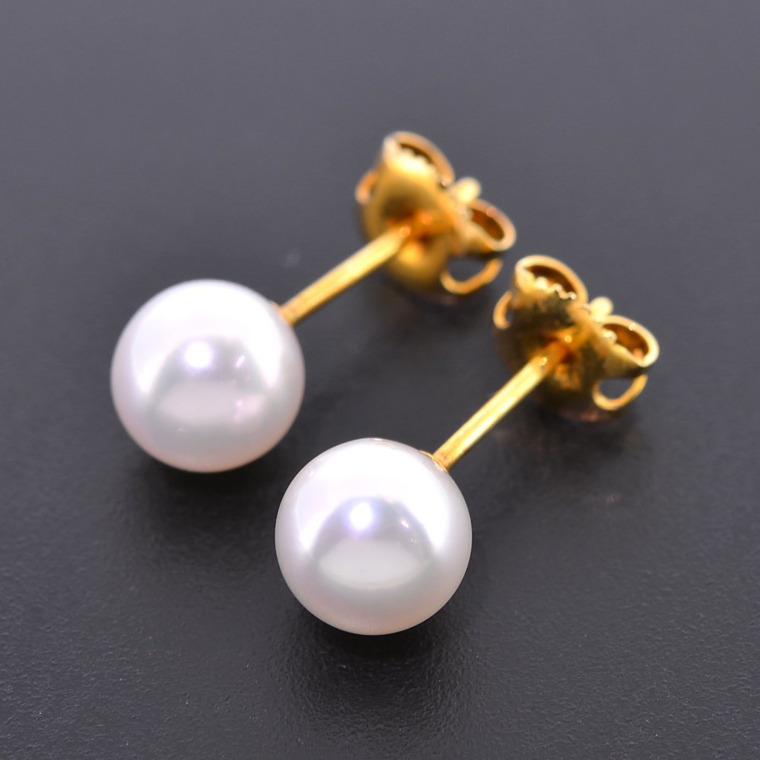 M2159【BSJBJ】MIKIMOTO ミキモト ペルリータ K18YG あこや パール 6.5