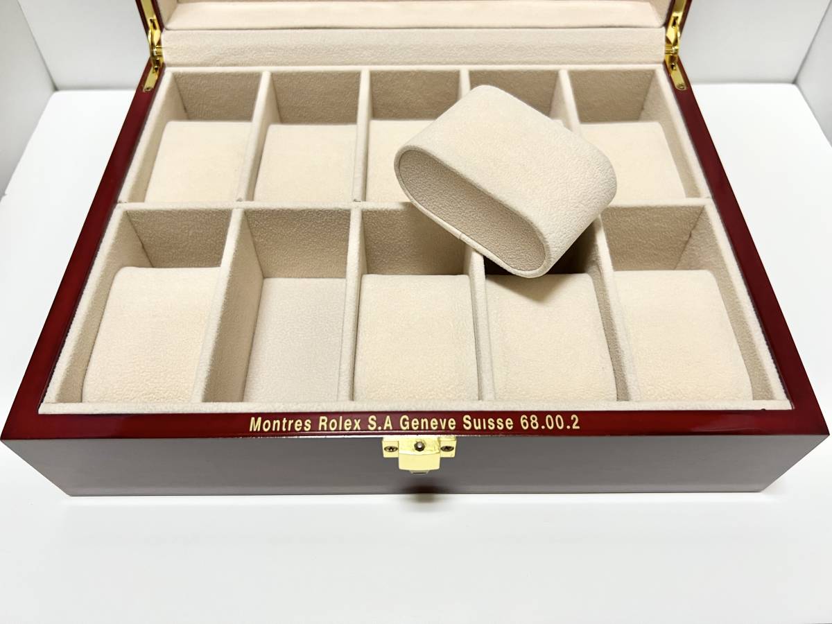 【新品♪ 訳あり】１０本収納 ROLEX ロレックスディスプレイケース 腕時計Box 木製 ガラス天板 識別番号 _画像6