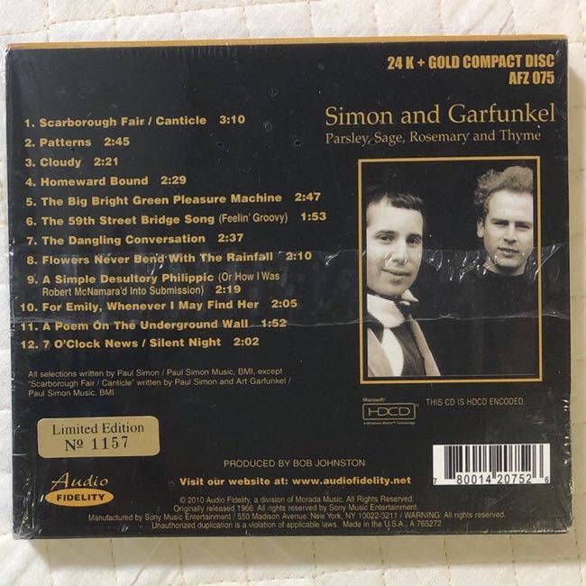 Audio Fidelity！高音質盤GOLD CD！Simon & Garfunkel / Parsley,Sage,Rosemary and Thyme / 2010年_画像2