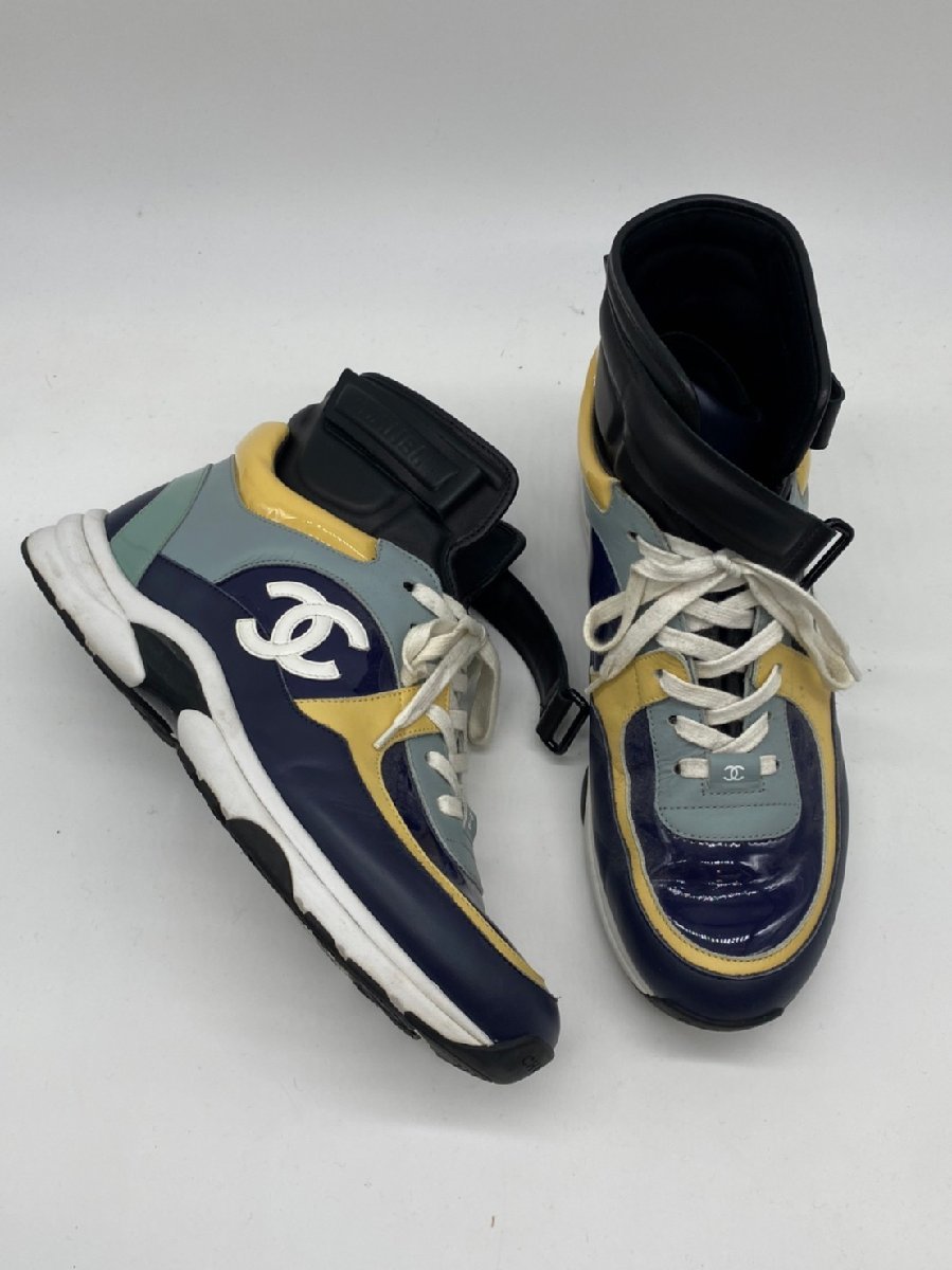 *CHANEL Chanel * is ikatto sneakers multicolor G33865 blue × yellow 