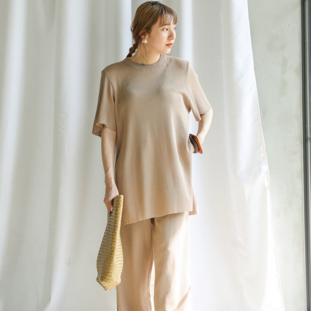 select MOCA コットンニットチュニックセットアップ
