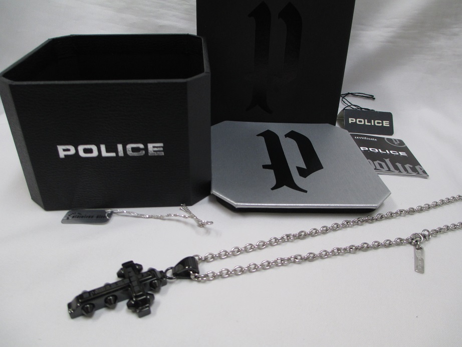 新品【POLICE】 ポリス ブラックカラー クロス 十字架 ペンダント/ネックレス メンズ ラッピングOK