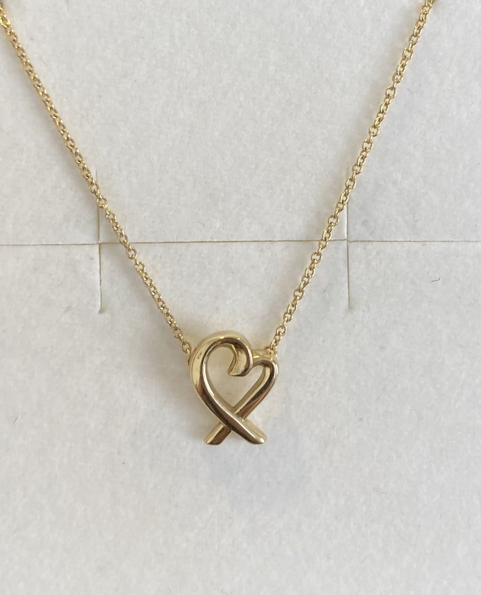 Новая подлинная Tiffany Tiffany &amp; Co Ожерелье любящее сердце золото 750 K18 коробка для коробки шнурки для бумаги ленты ленты подарок сердце