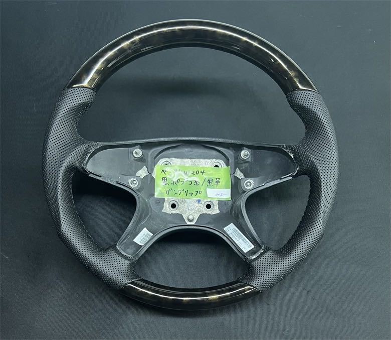  Benz!Steering/[W204/W169 other wood / black po pra series / black leather GunGrip③