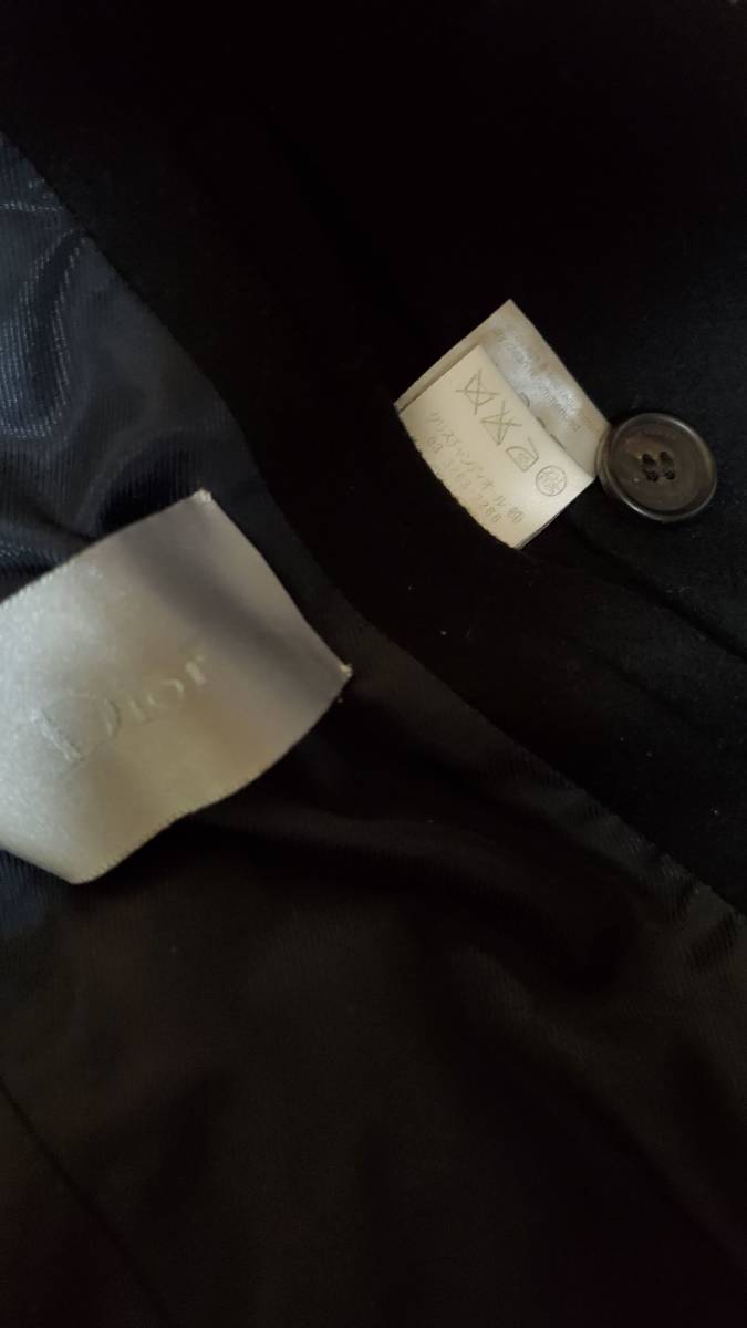 国内正規 良品 レア Dior Homme ディオールオム ダブルPコート黒 38 XSS 男女兼用可能 最小サイズ ミドル丈ブラックコート エディ期 メンズ_画像5