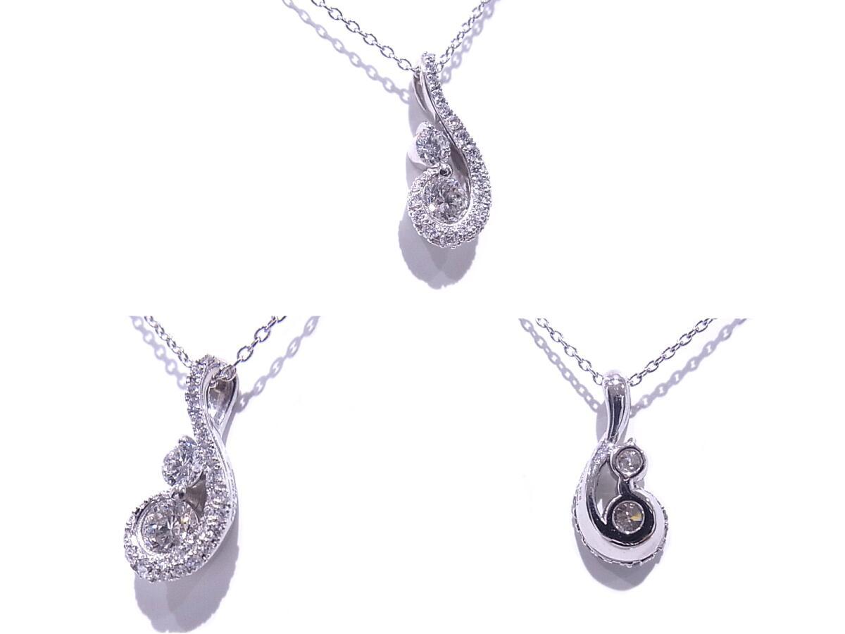  De Beers four ever Mark De Beers FOREVER MARK Two D collection Pt850/900 platinum diamond necklace [ used ][ beautiful goods ]