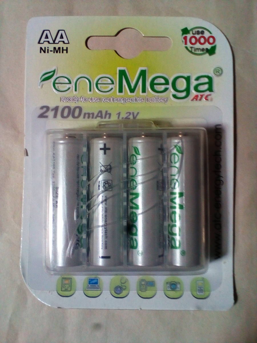  with translation in detail commodity explanation . abroad oriented package ATC eneMega 2100mAh 1000 times nickel water element rechargeable battery single 3 4ps.@ plastic case go in cat pohs free 