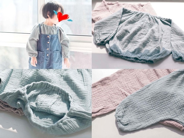  mint! Kids clothes / child clothes [ cotton gauze ] soft volume sleeve T-shirt 130cm