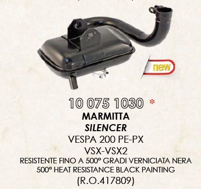 RMS 10075 1030 non-genuin muffler Vespa P/PX200