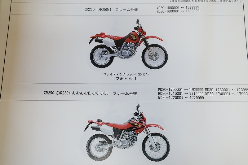 即決！XR250/モタード/バハ/SP/5版/パーツリスト/MD30-150-174/パーツカタログ/カスタム・レストア・メンテナンス/192_画像2