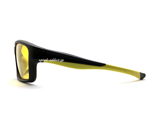 POLARIZED SPORT RUBBER TEMPLE SUNGLASS 艶消しBLACK × 偏光YELLOW/スポーツラバーテンプルサングラスドライブ釣りマラソンジョギングuv_画像5