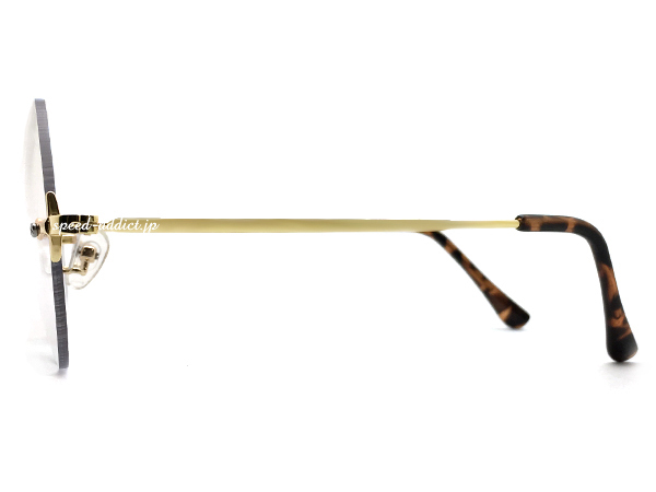 TWO POINT RIMLESS 丸眼鏡 for JAPANESE GOLD × CLEAR/ツーポイントリムレスラウンドサングラスforジャパニーズだてめがね縁なしトレンド_画像4