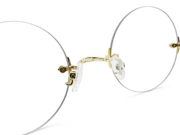 TWO POINT RIMLESS 丸眼鏡 for JAPANESE GOLD × CLEAR/ツーポイントリムレスラウンドサングラスforジャパニーズだてめがね縁なしトレンド_画像6