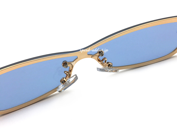 一眼 METAL CAT'S EYE SUNGLASS GOLD × BLUE/メタルキャッツアイサングラスバイカーシェードハードコア暴走族ヤンキーロックサイバーpunk_画像6