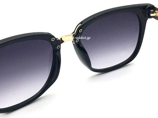 METAL COMBI SQUARE SUNGLASS BLACK・GOLD × SMOKE HALF/メタルコンビスクエアサングラス黒眼鏡めがねクラシックレトロ四角フレーム定番_画像6