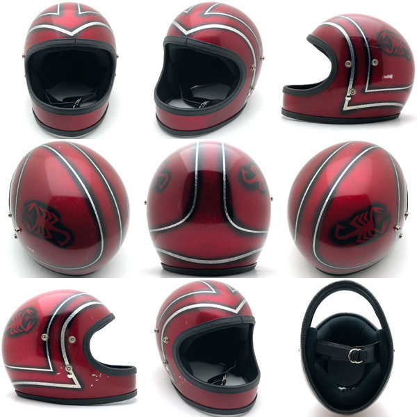 送料無料 SCORPION RED 55cm/蠍サソリ赤レッドビンテージヘルメットハーレーチョッパーバイク暴走族国産旧車會カミナリ族ヘルロウブロウ70s_画像2