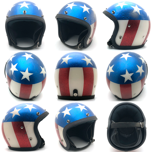 送料無料 CAPTAIN AMERICA 55cm/キャプテンアメリカンバイクビンテージヘルメット星条旗柄国旗柄easy riderイージーライダー70s_画像2