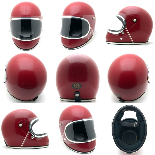 送料無料 BHVシールド付 ARTHUR FULMER AF50 RED 62cm/アーサーフルマー赤レッドビンテージヘルメットハーレー族ヘルカフェヘルxlサイズ70s_画像2