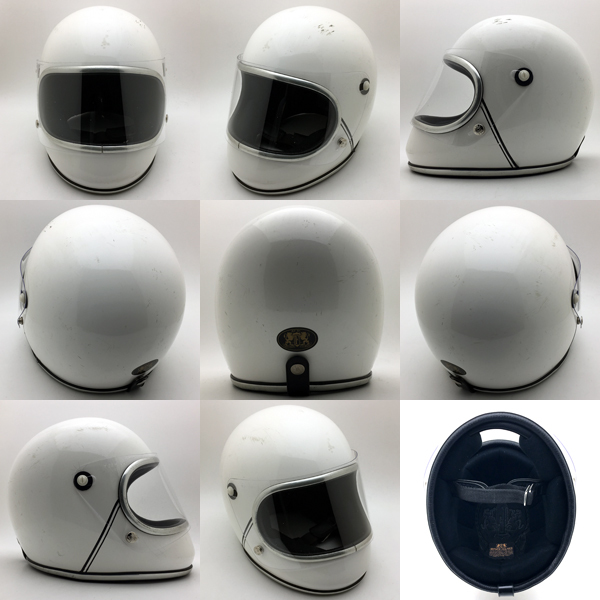 送料無料 BHVクリアシールド付 ARTHUR FULMER AF50 WHITE 58cm/アーサーフルマー白ビンテージヘルメットオンロードフルフェイス旧車會70s_画像2