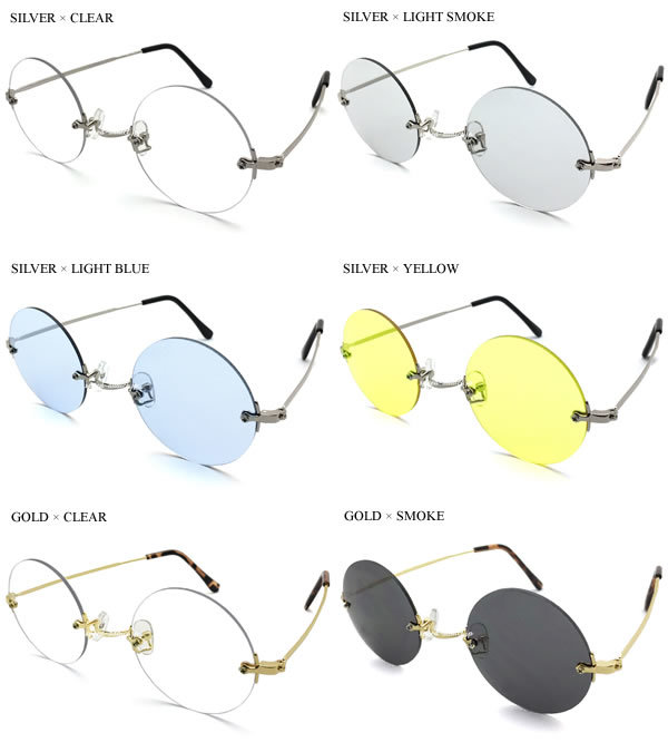 TWO POINT RIMLESS 丸眼鏡 for JAPANESE GOLD × CLEAR/ツーポイントリムレスラウンドサングラスforジャパニーズだてめがね縁なしトレンド_画像2