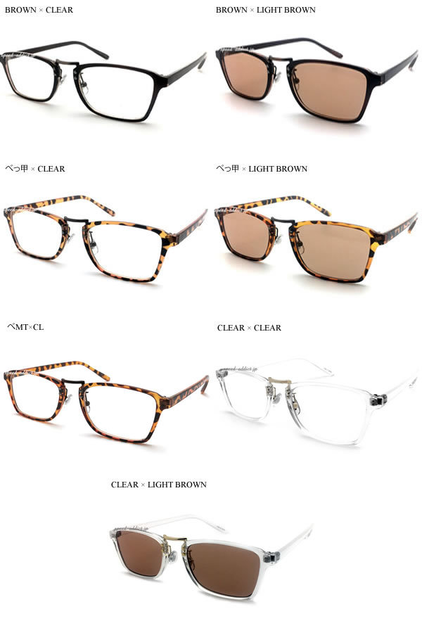 SQUARE BRIDGE SUNGLASS BROWN × CLEAR/スクエアブリッジサングラスブラウン茶クリアー透明伊達ダテ眼鏡メガネめがねイタリアンデザインuv_画像3