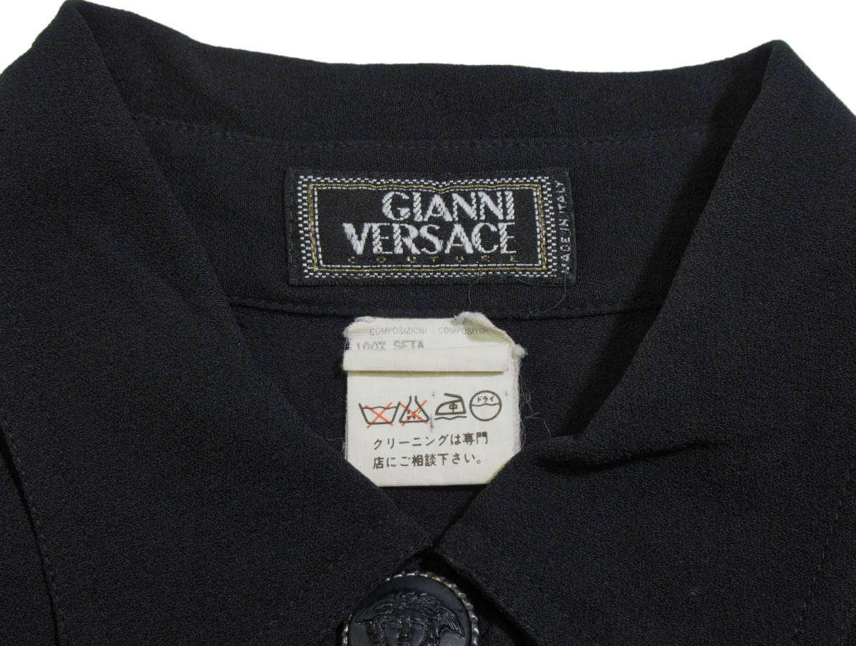  Vintage Gianni Versace GIANNI VERSACE silk 100%mete.-sa button blouse 42 Italy made 