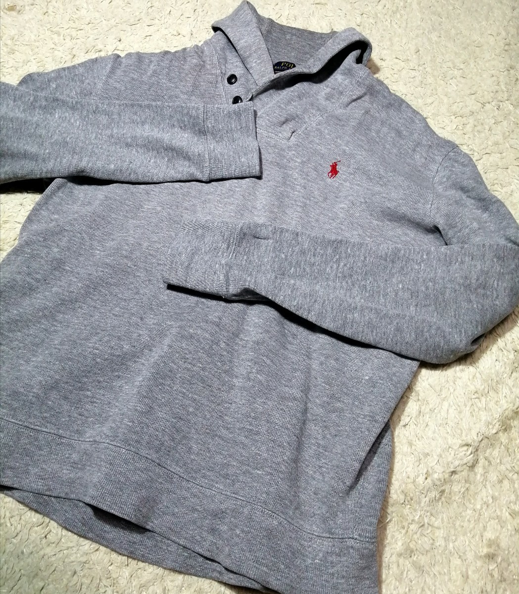 Polo Ralph Lauren スウェット L グレー 刺繍ロゴ ショールカラー