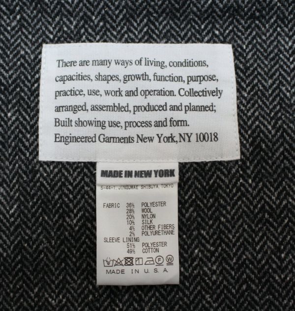 19AW Engineered Garments エンジニアードガーメンツ DL Jacket Poly Wool HB ダブル ロイター ジャケット S ウール ヘリンボーン_画像4